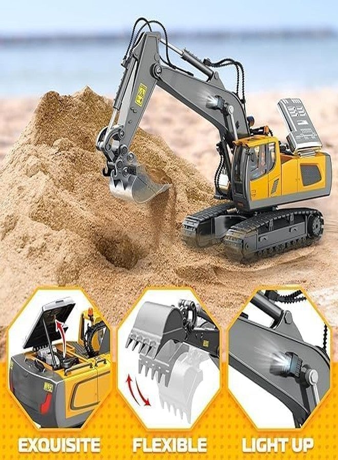 JOYJAY Rc Excavator 11 Channel Rc Excavator Truck Toys Metal Shovel, 1/20 Scale Remote Control Construction Vehicles Tractor, 2.4Ghz Boy Toy Gift for Kids and Adults, Multicolor - Image 3